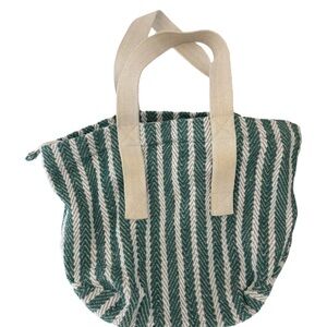 Accessorize London Women's Green Stripe Woven Shoulder Bag